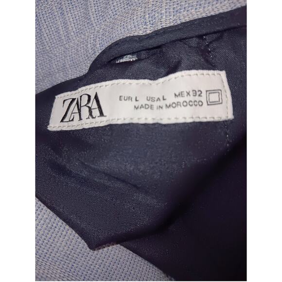 ZARA Textured Knit 2 Piece Set Pants Short Sleeve Top Size L Stretch Blue Purple - Picture 13 of 14